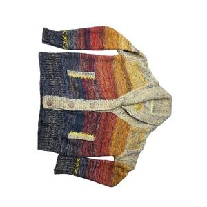 Anthropologie Pilcro Sunburst Sunset Striped / embroidered Knit Cardigan  XS